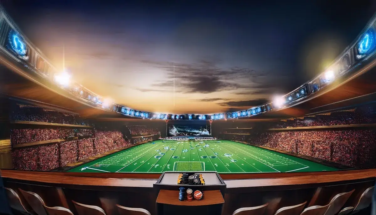 Night stadium under floodlights, Skyexchange 247 live round the clock